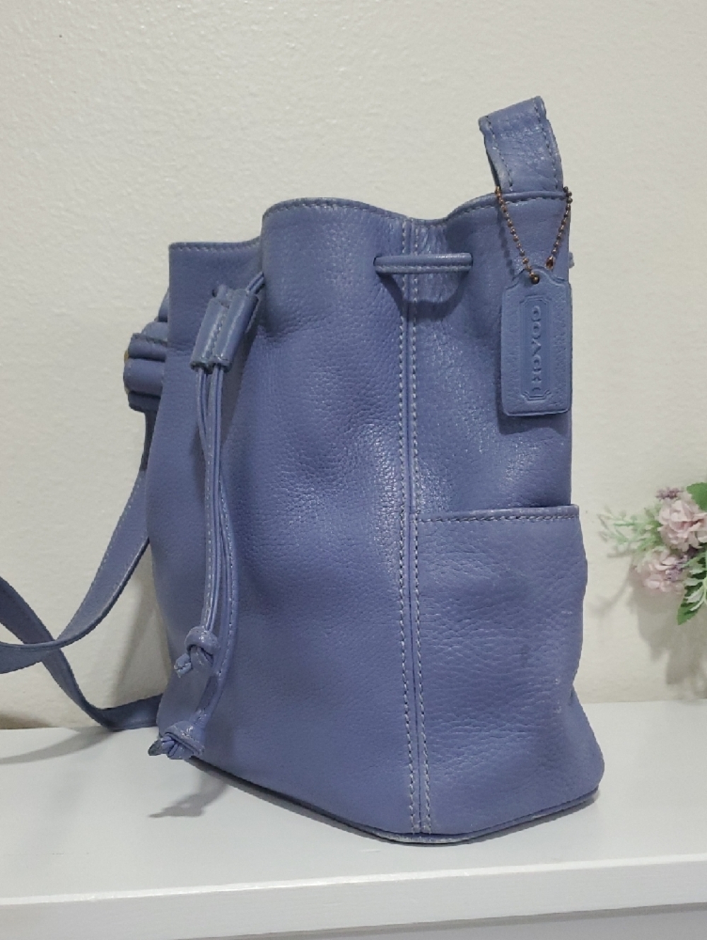 VINTAGE Coach Sonoma Drawstring Leather Shoulder/Crossbody Bucket Bag💙 - Picture 3 of 12